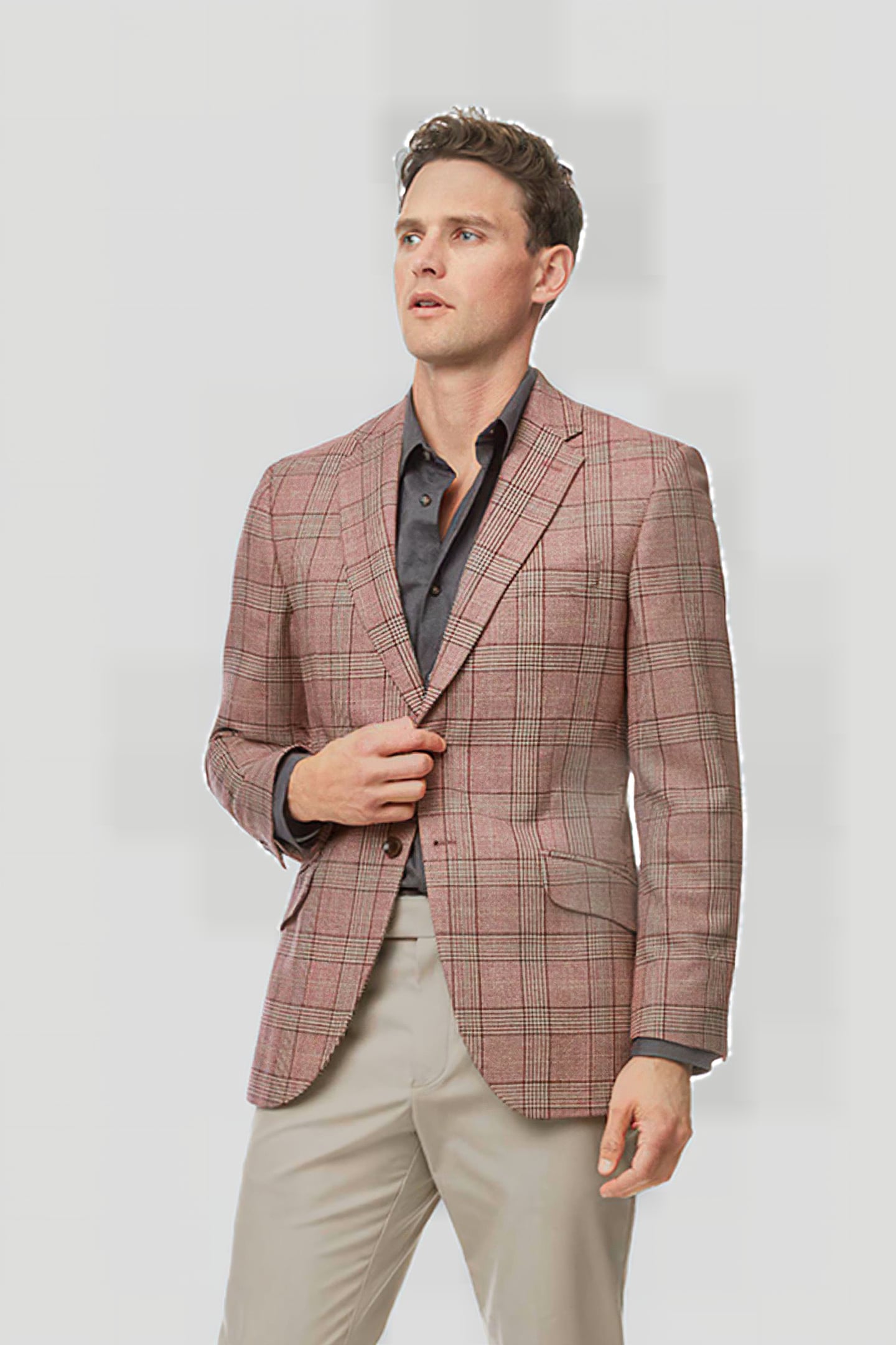 Charles Tyrwhitt Red Slim Fit Prince Of Wales British Luxury Jacket Red Maat: 38R | Blazers Outlet | Heren | Rood