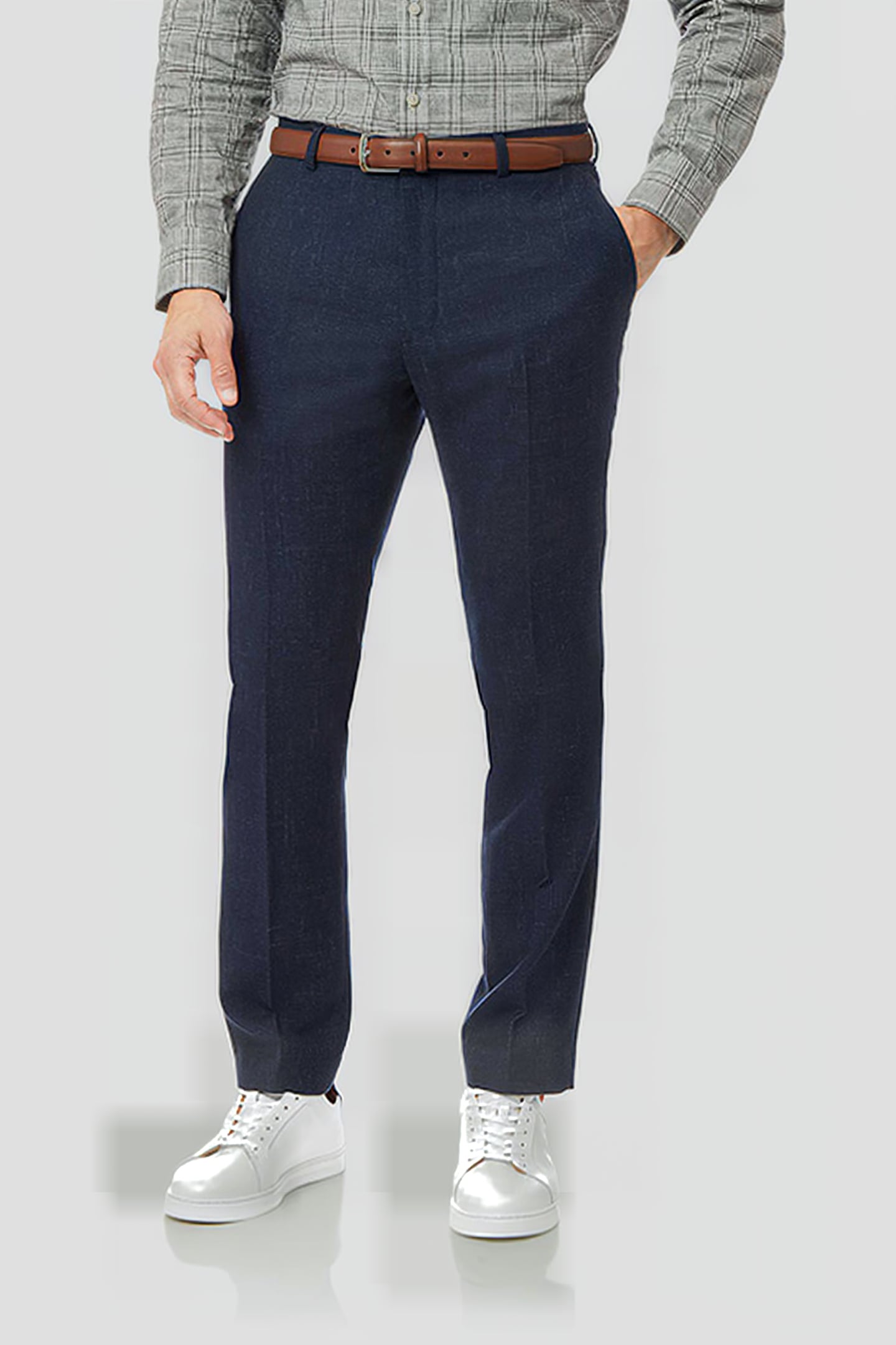 Charles Tyrwhitt Navy Slim Fit Textured Wool Blend Suit Trousers Blue Maat: W30L32 | Kostuumbroeken Outlet | Heren | Blauw