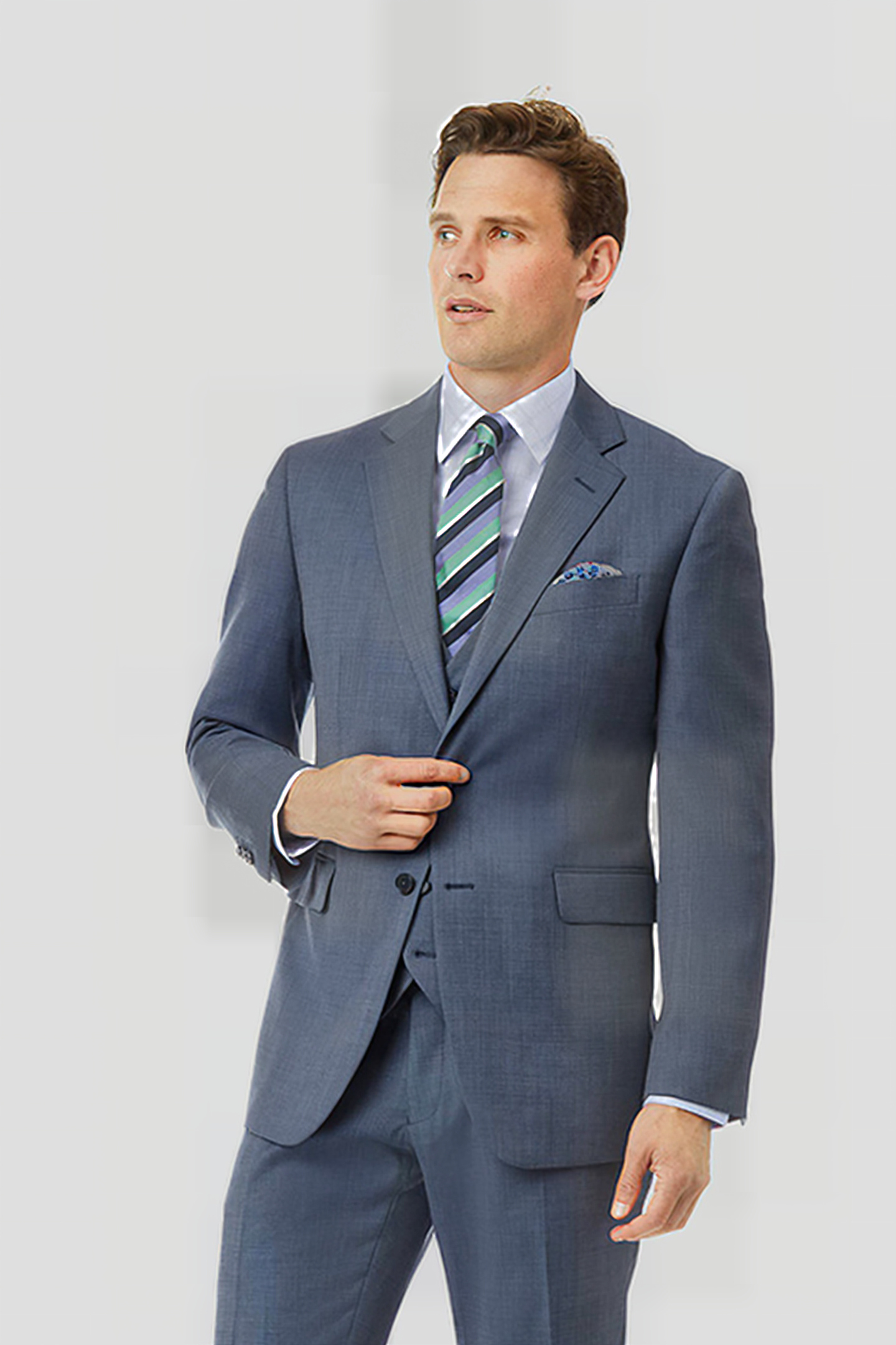 Charles Tyrwhitt Light Blue Slim Fit Textured Suit Jacket Blue Maat: 38S | Colberts Outlet | Heren | Blauw