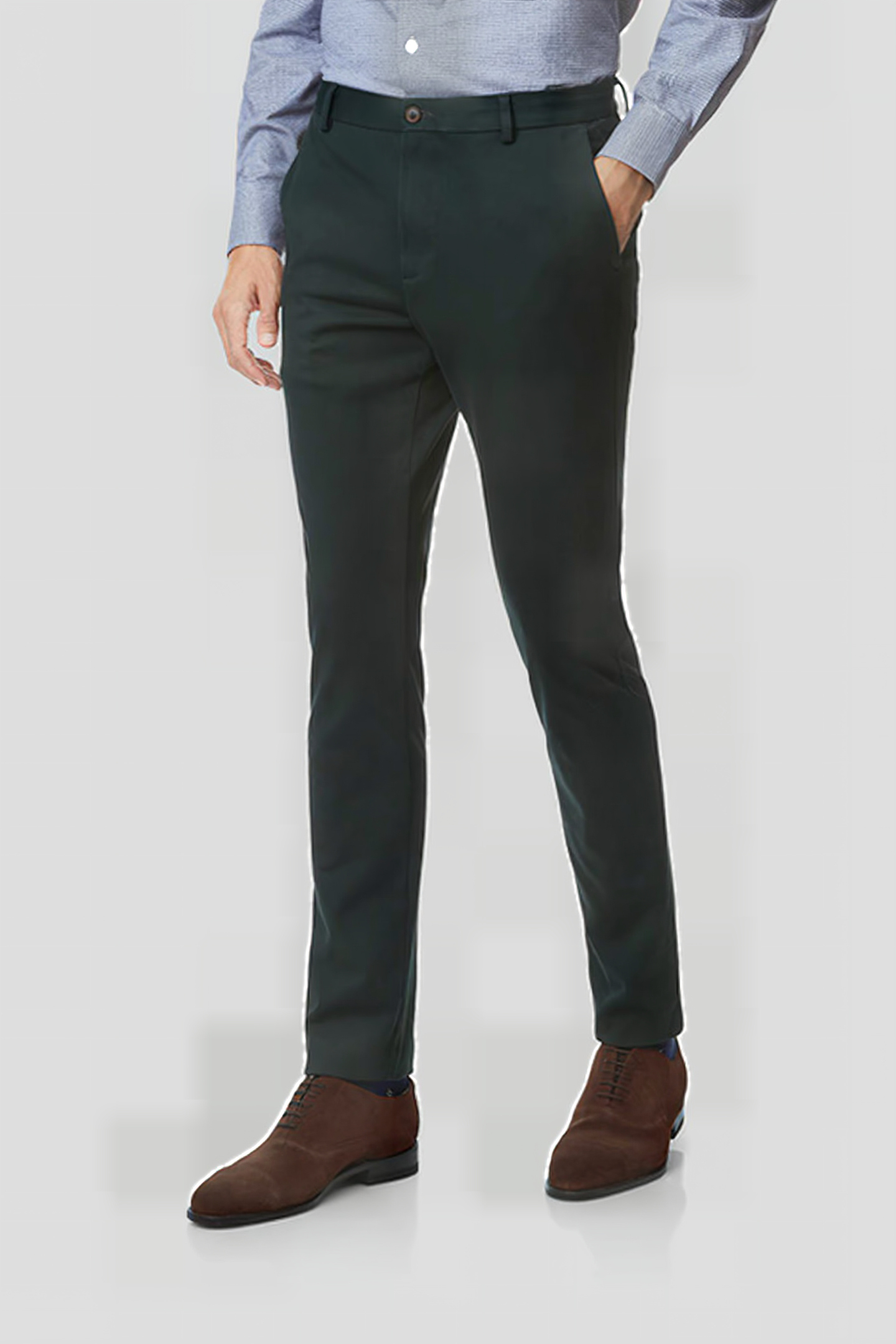 Charles Tyrwhitt Dark Green Extra Slim Fit Travel Trousers Green Maat: W34L34 | Tailored Broeken Outlet | Heren | Zwart