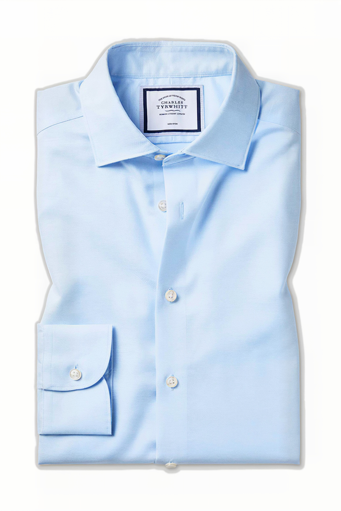 Charles Tyrwhitt Sky Classic Fit Business Casual Collar Non-iron Cotton Linen Maat: 16.5"-35"-Sing | Zakelijke Overhemden Outlet | Heren | Blauw