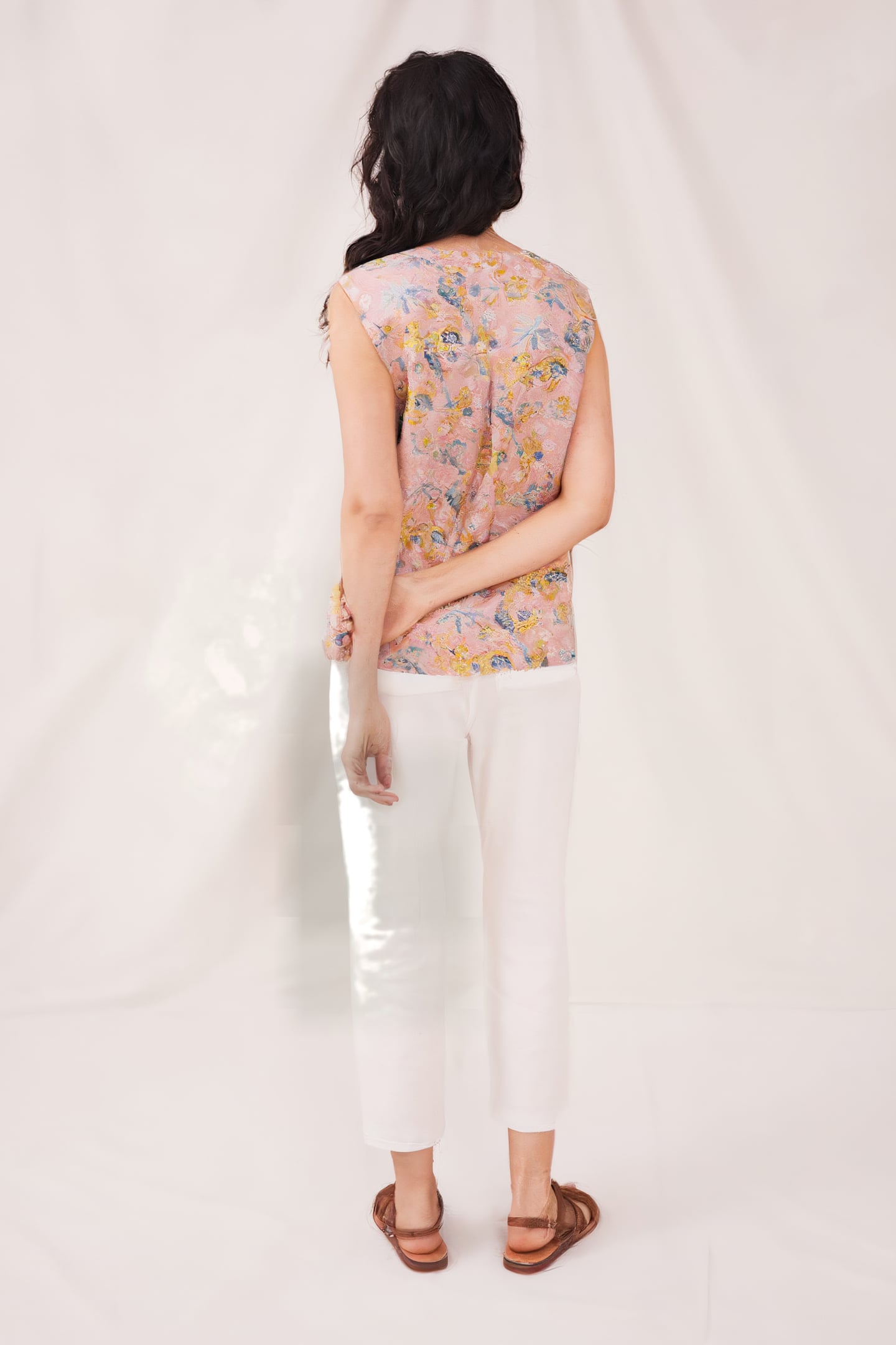 SOPHIA LINEN VEST PINK MULTI 3