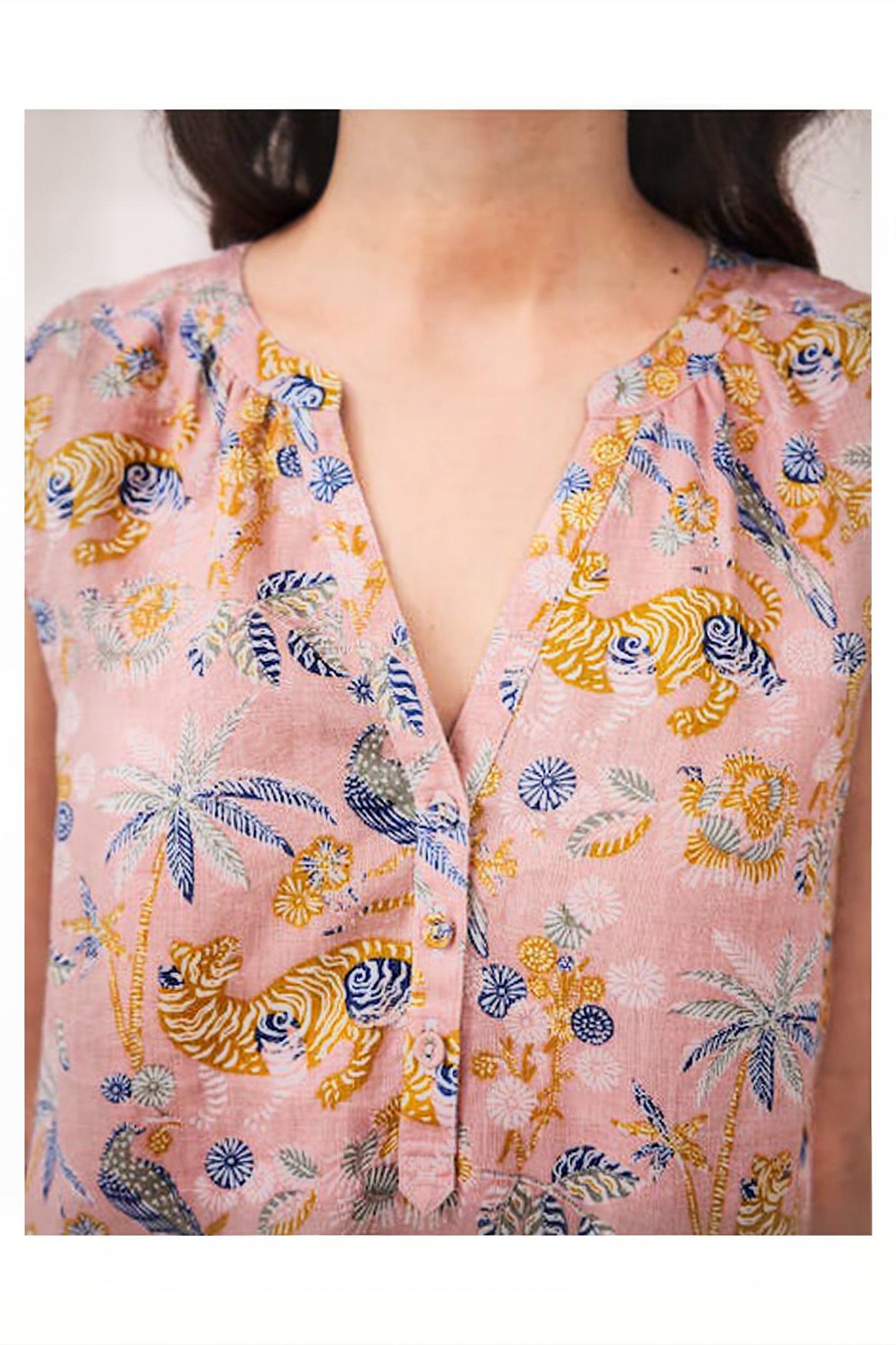 SOPHIA LINEN VEST PINK MULTI 4