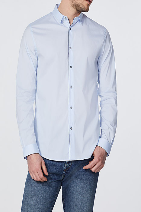 Forget-me-not slim shirt with navy piping