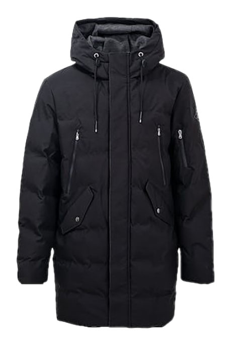 Black waterproof breathable long padded jacket