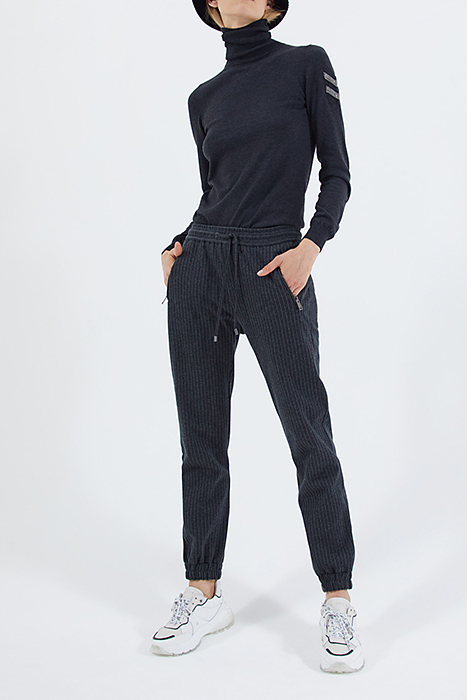 Pinstripe milano-feel jogger-style trousers...