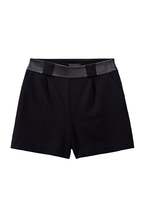 Black shorts with studded coated belt