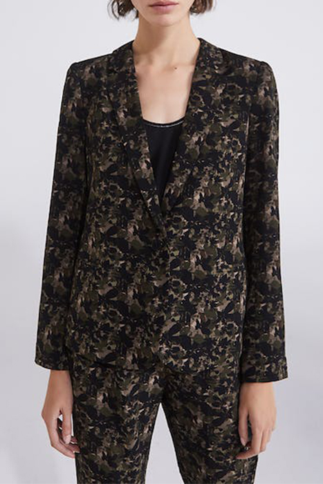 Camouflage print crepe suit jacket
