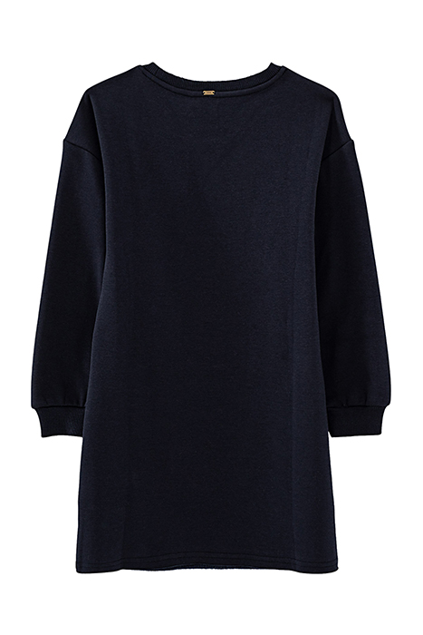 Girls’ dark navy sweatshirt dress with velvet...