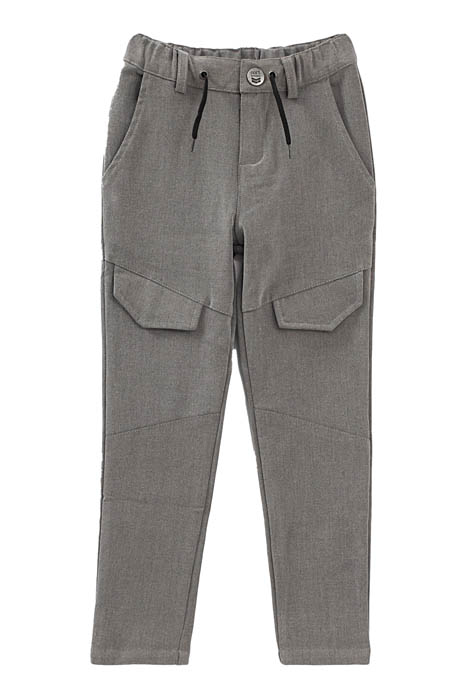 Boys’ grey marl flannel combat-style trousers...