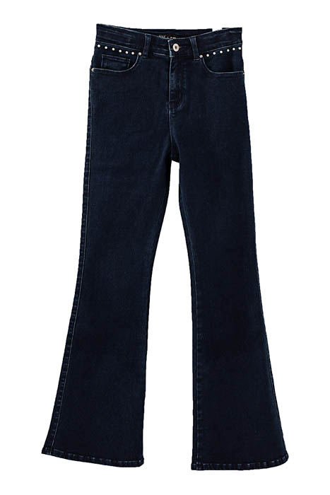 Girls’ medium rinse studded flared jeans rinse