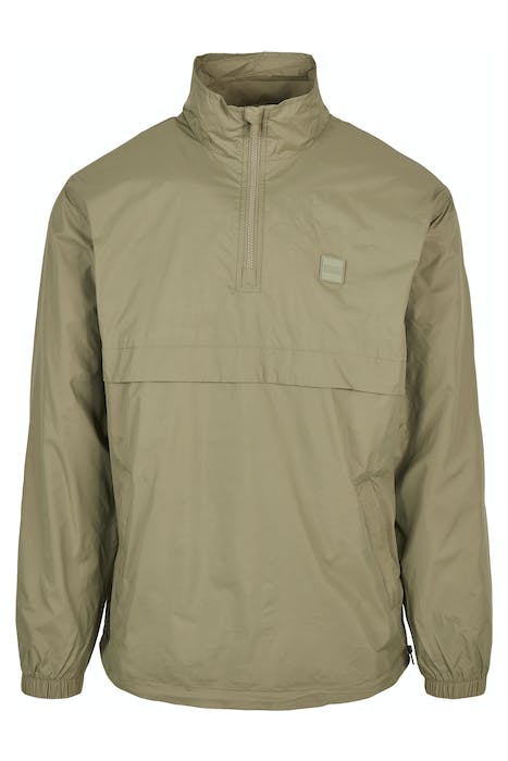 Stand up collar pull over jacket khaki