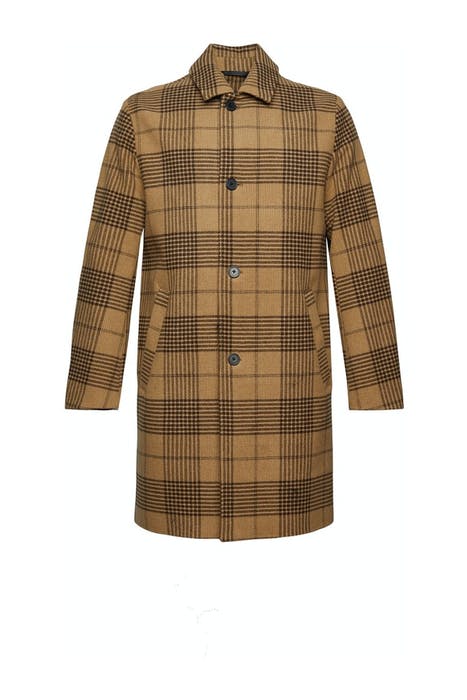 Prince of wales check coat made of blended wool...