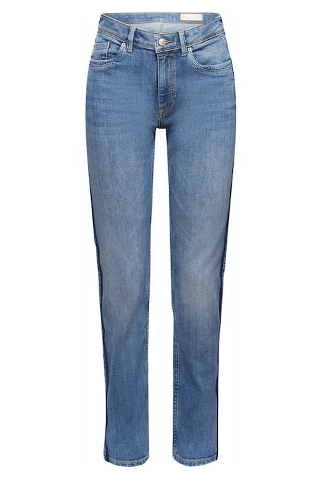 Stretch jeans with woven stripes blue medium wash