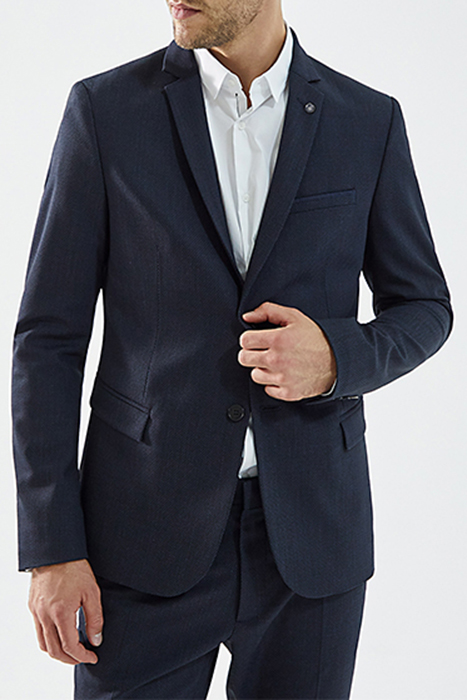 Dark blue semi-plain slim suit jacket size 46