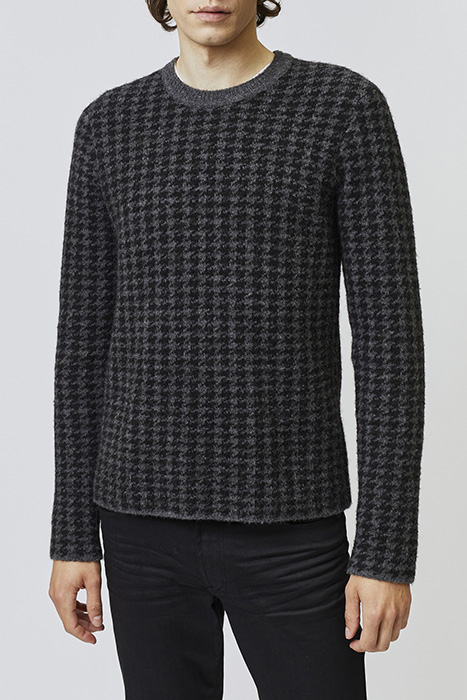 Charcoal grey and black houndstooth jacquard...