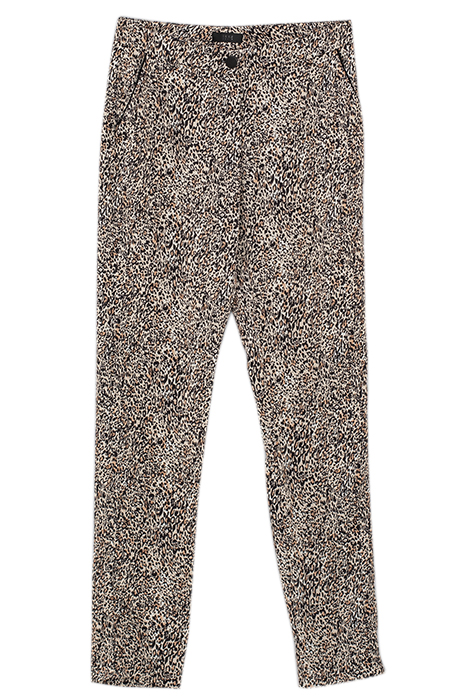 Micro-leopard print straight trousers