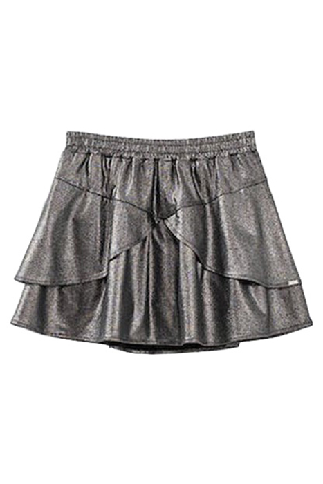 Girls’ metallic silver grey ruffled short skirt