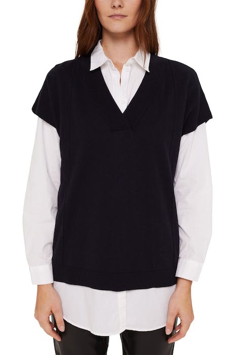 Cashmere blend: v-neck sleeveless jumper black...