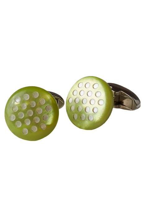 Green cuff links with dots green pattern