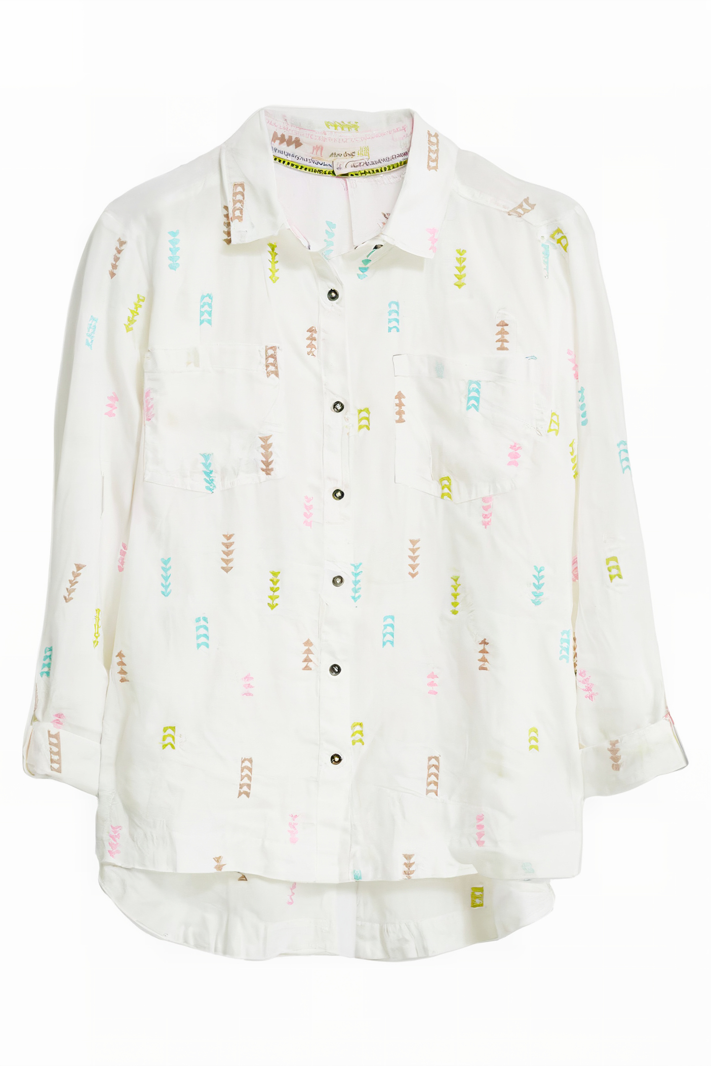 LAYLA EMBROIDERED LINEN SHIRT WHITE MULTI 1