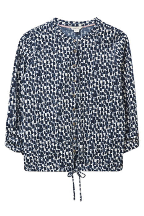 TIA TIE HEM JERSEY SHIRT NAVY PRINT 1