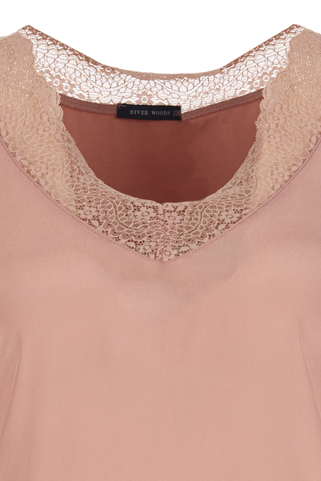 SILK V-NECK TOP PINK 2