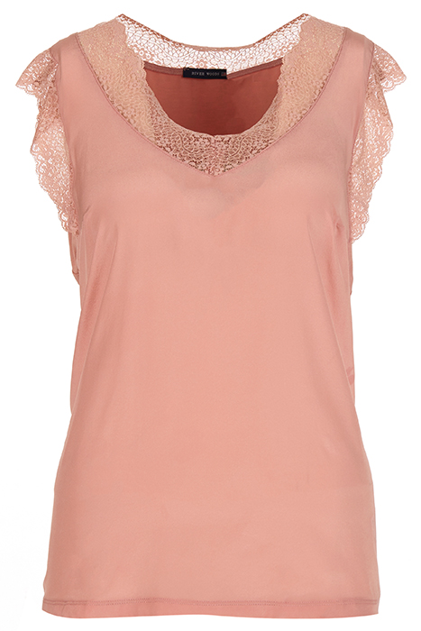 SILK V-NECK TOP PINK 1