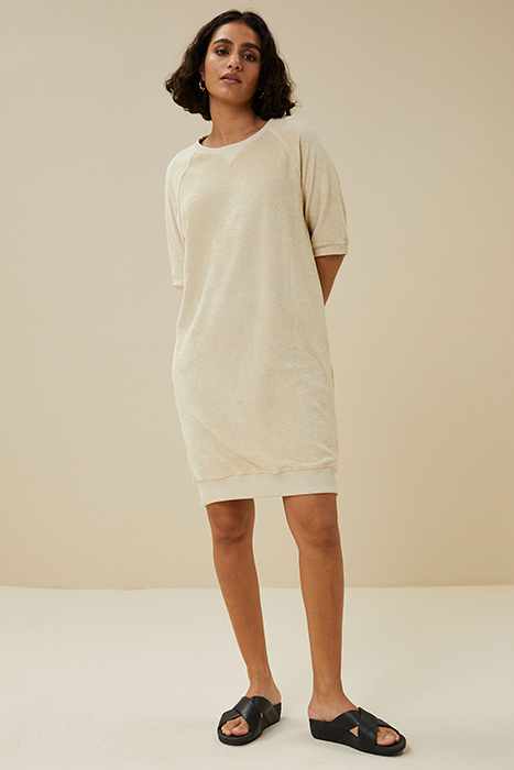 NEVA SLUB DRESS CHALK 1