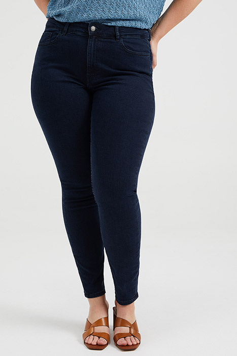 DAMES HIGH RISE SKINNY JEANS MET STRETCH - CURVE DARK BLUE 2