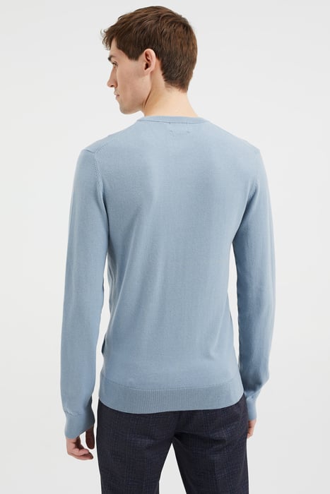 HEREN FIJNGEBREIDE TRUI VAN KATOENMIX ICE BLUE 3