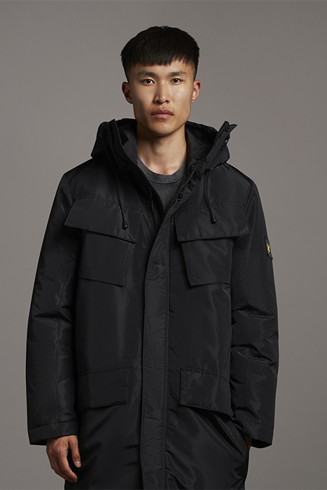 LONGLINE DUAL POCKET PARKA JET BLACK 2