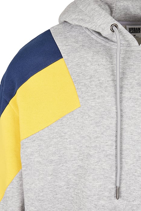 OVERSIZE 3-TONE HOODY GREY/HONEY/DARKBLUE 3