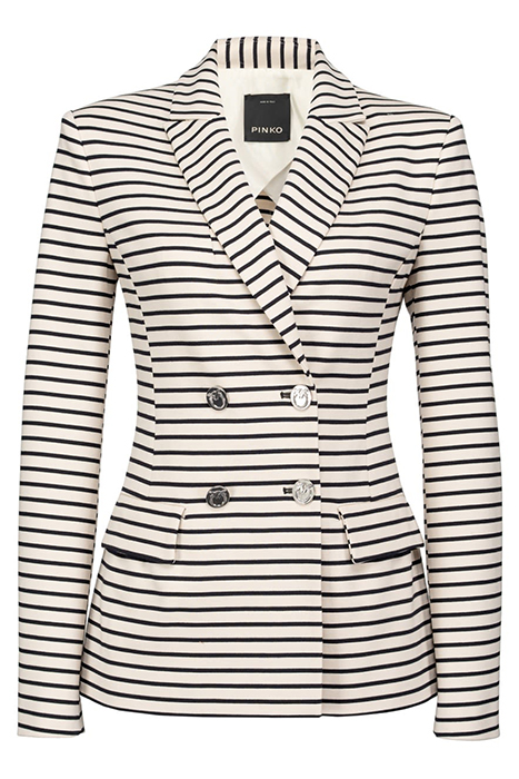 ASSAGO GIACCA PUNTO ROMA RIGAT ECRU/NAVY BLUE 5