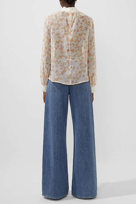 DIANA CRINKLE LONG SLEEVE TOP CLASSIC CREAM MULTI 2