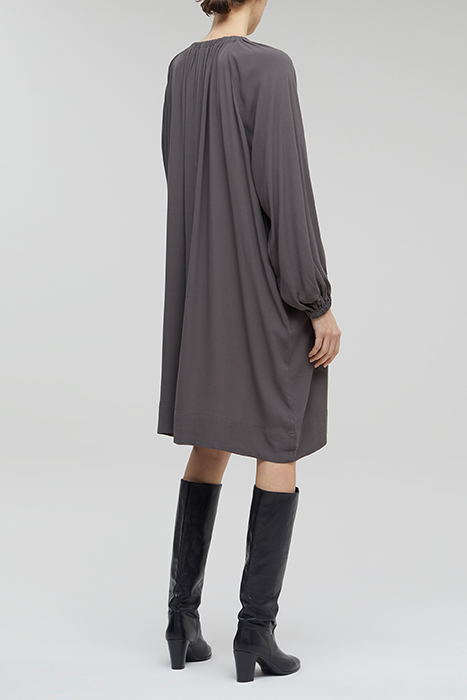 WOMEN GATHERED DRESS DARK NICKEL 2