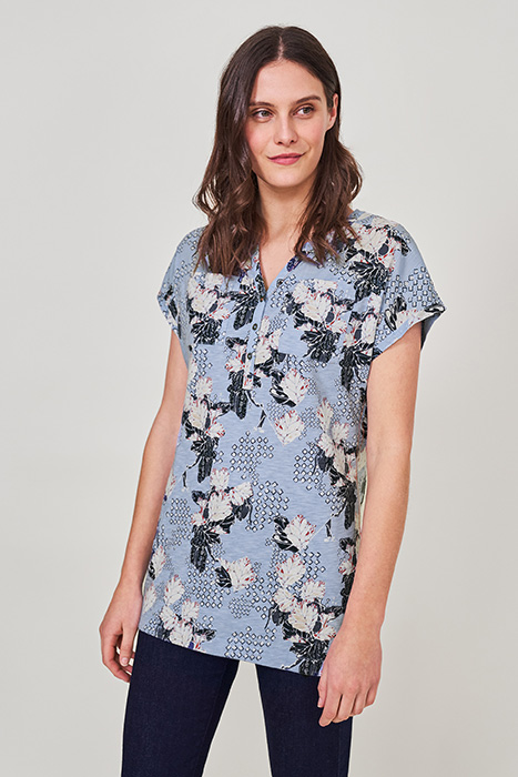 SUMMER JERSEY WOVEN MIX TUNIC BLUE MLT 2