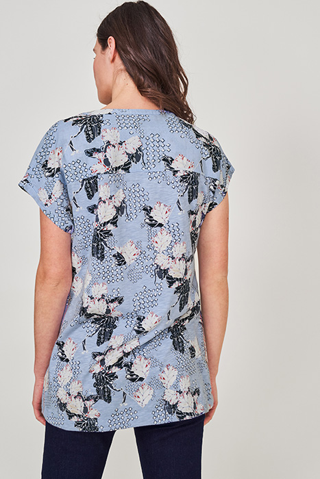 SUMMER JERSEY WOVEN MIX TUNIC BLUE MLT 3