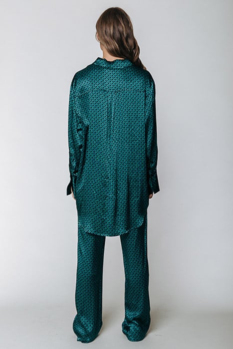 JADA ALLOVER CR SATIN STRAIGHT PANTS DARK GREEN 2