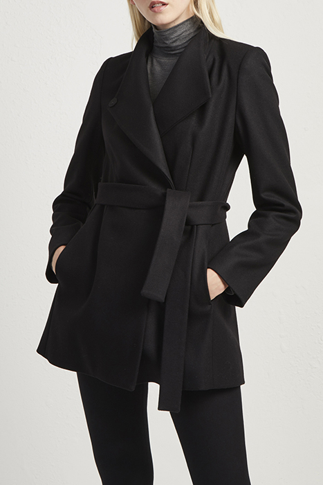 French Connection Ft Platfm Felt Crossover Coat Black Maat: 14 | Wikkeljassen Outlet | Dames | Zwart