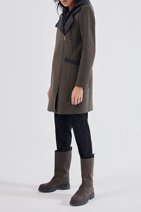 KHAKI WOOL-RICH MID-LENGTH COAT + DETACHABLE HOOD 3