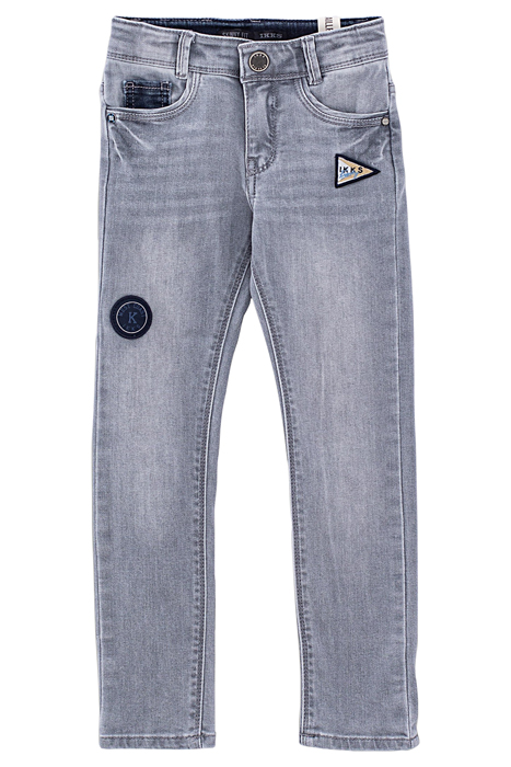 BOYS’ MEDIUM GREY RECYCLED SLIM JEANS WITH BADGES MEDIUM GRE 1