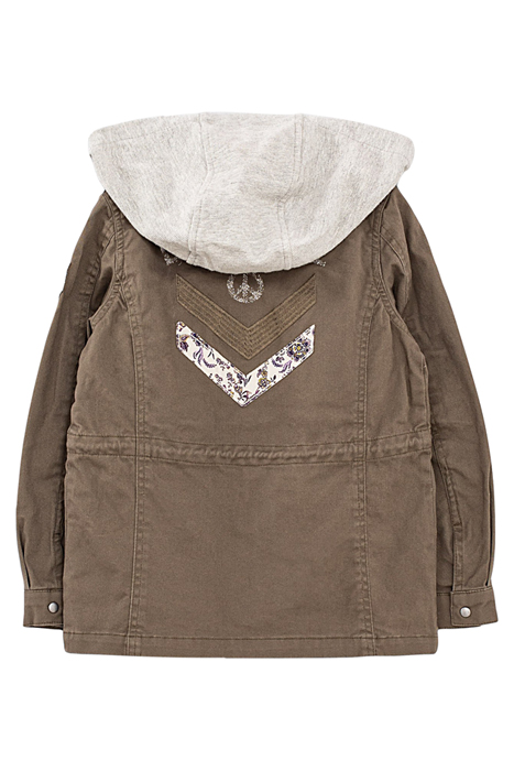 GIRLS’ KHAKI PARKA WITH DETACHABLE HOOD & EMBROIDERED BACK 2