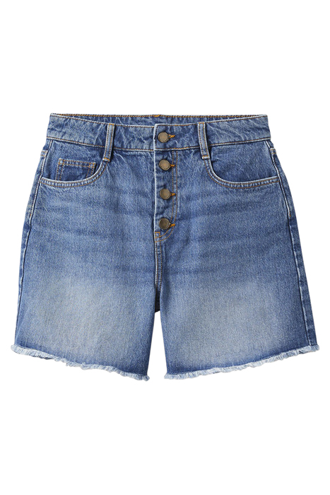 BUTTON FLY DENIM SHORTS BLU 5