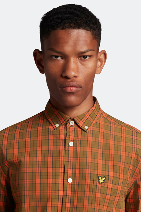 CHECK POPLIN SHIRT VICTORY ORANGE/OLIVE 4