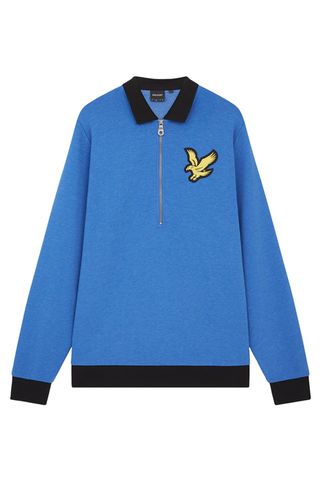 BLOCK MARL 1/2 ZIP TRACK POLO BRIGHT BLUE MARL 5