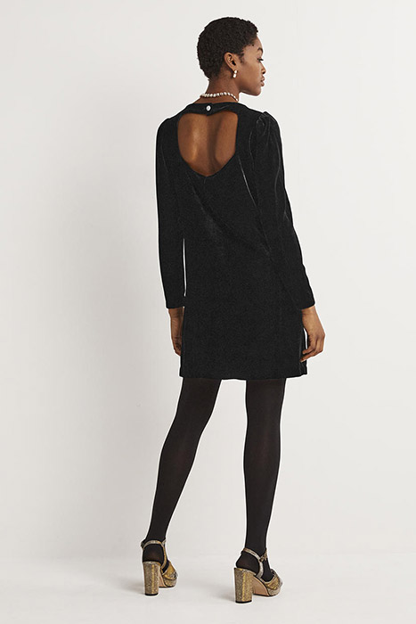 BACK DETAIL VELVET MINI DRESS BLK 3