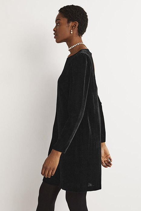 BACK DETAIL VELVET MINI DRESS BLK 4