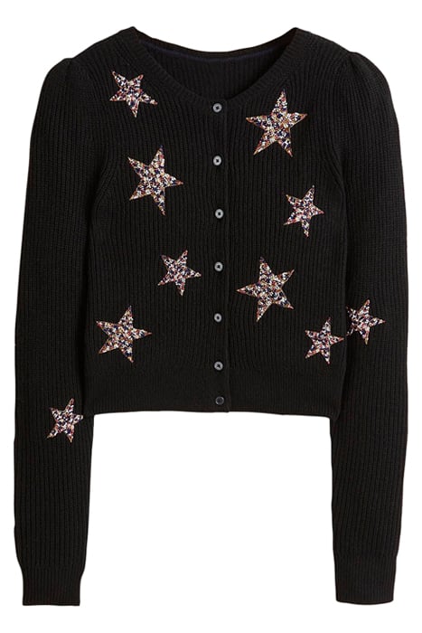 EMBELLISHED RIBBED CARDIGAN BLK 6
