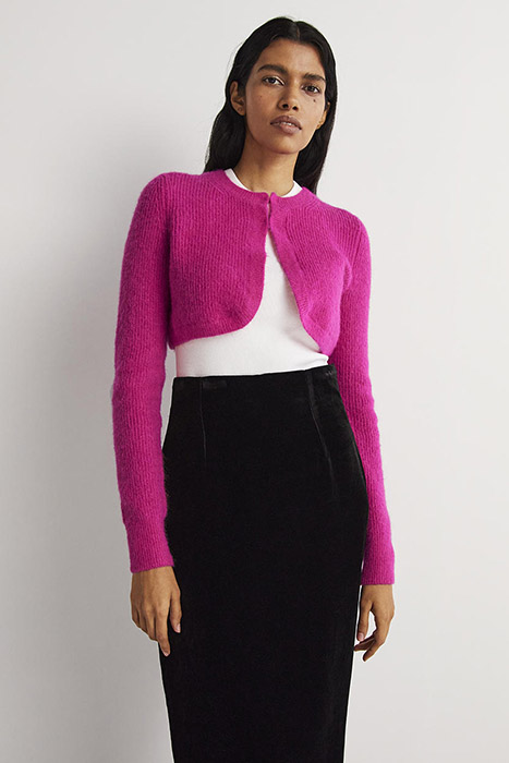 RIB KNIT BOLERO PNK 1